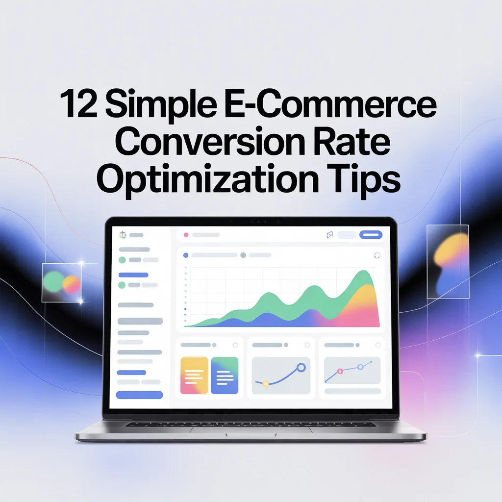 E-commerce conversion tips dashboard with sales growth and analytics UI