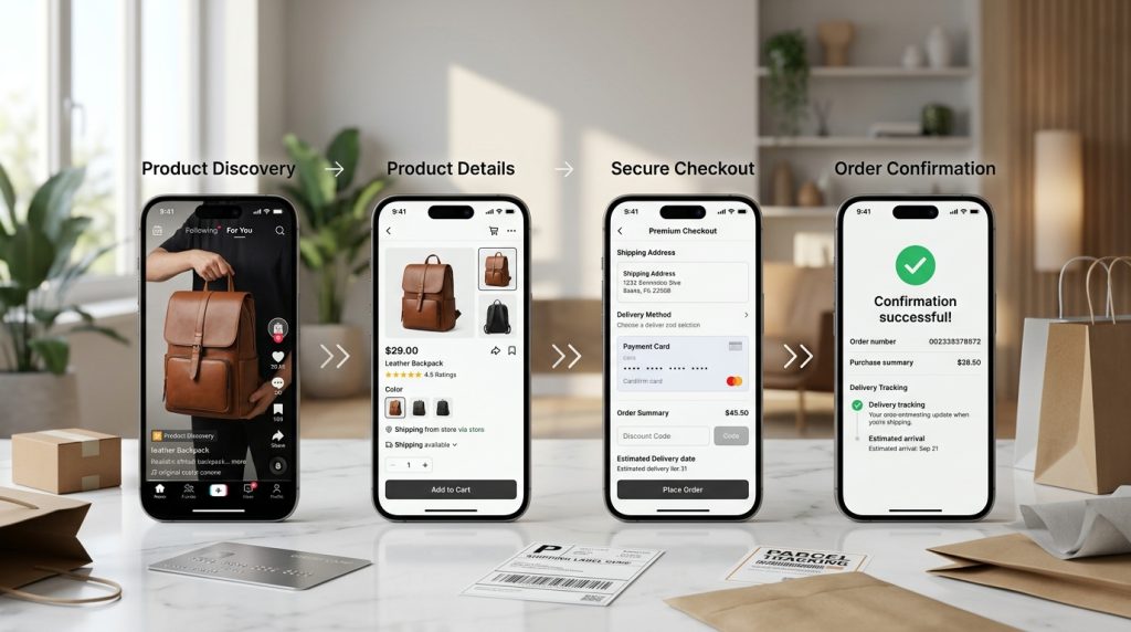 eCommerce customer journey from discovery to checkout on smartphones