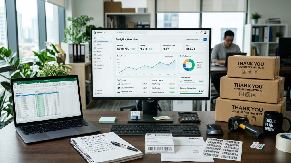 eCommerce analytics dashboard with sales reports and operations workspace